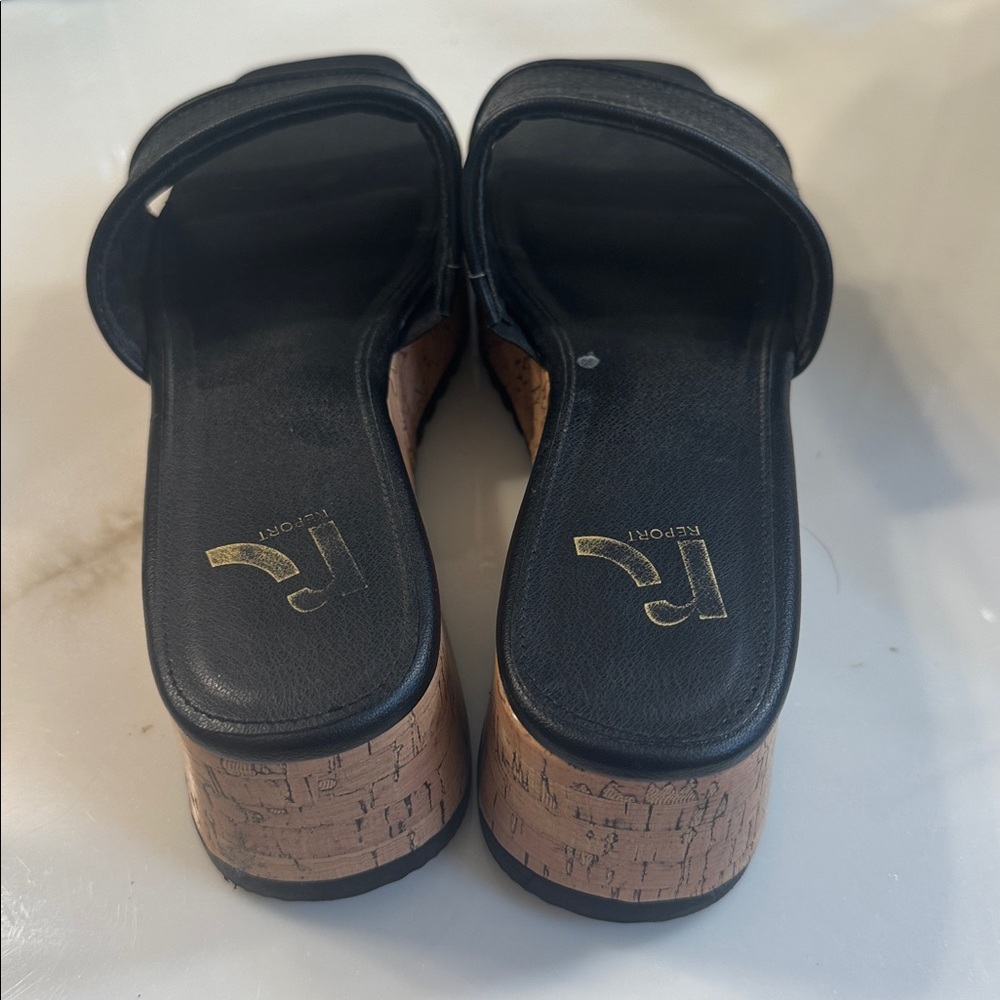 Report Black Woven Platform Slides - Picture 3 of 4